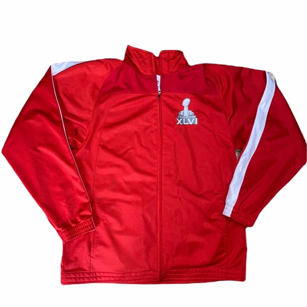 Super Bowl NFL XLVI Red Zipper Jacket sz XL